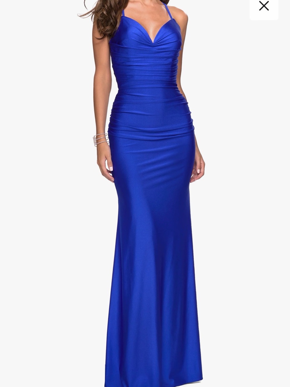 Nordstrom Royal Blue Ruched Spaghetti-Strap Prom Gown (Jersey Dress)